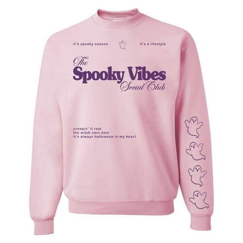 'Spooky Vibes Social Club' Crewneck Sweatshirt T-Shirts, Hoodie | RetroVerseTees.com