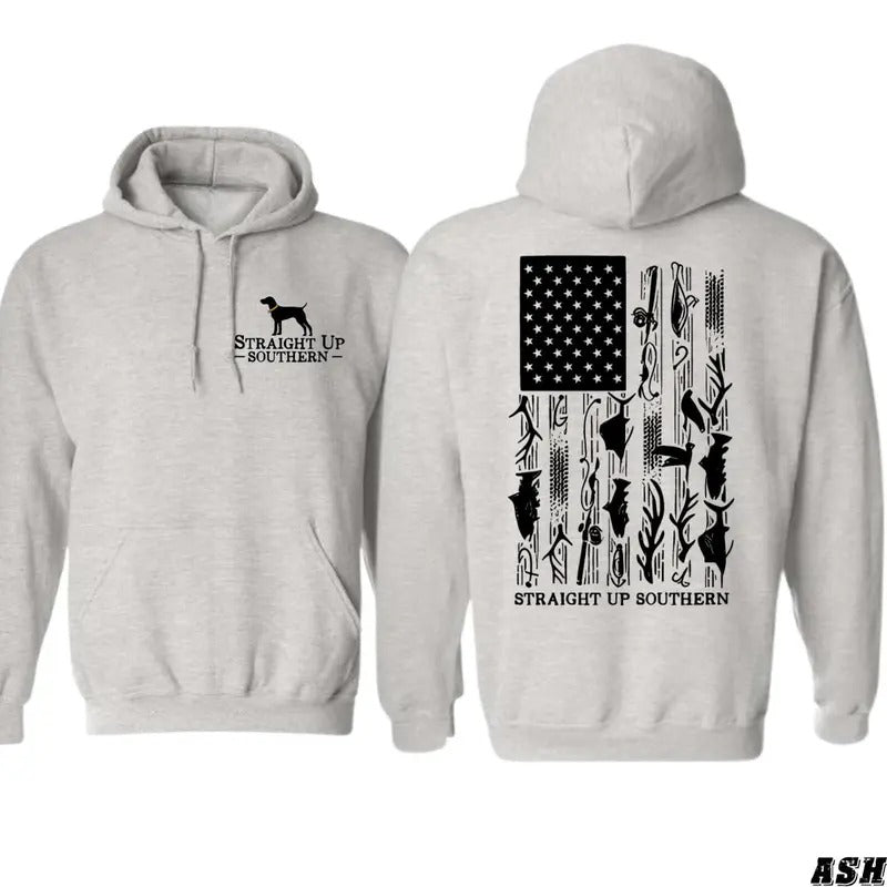 Straight Up Southern Hoodie - Patriotic American F_707 , Multiple Colorways - Full Size Range T-Shirts, Sweatshirt
