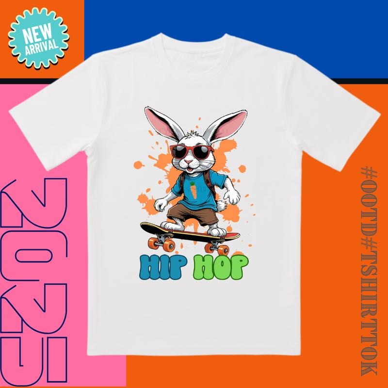 Skateboard Bunny Boom! 'Neon Collision' Tee |   3D Cut & Hip Hop Graphics |   Must-Have for Skate Parks/Date...