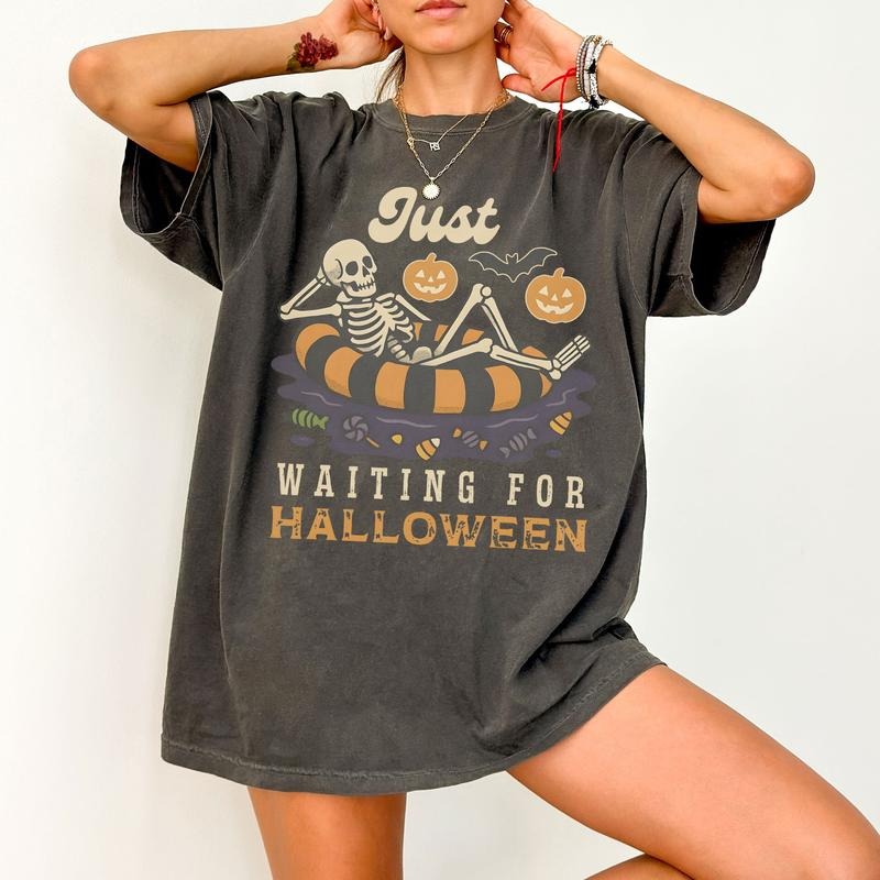 Summerween Comfort Colors Shirt, Summer Skeleton, Spooky Summer Tee, Retro Summer, Girly Summer, Beach Vibes Tee,...