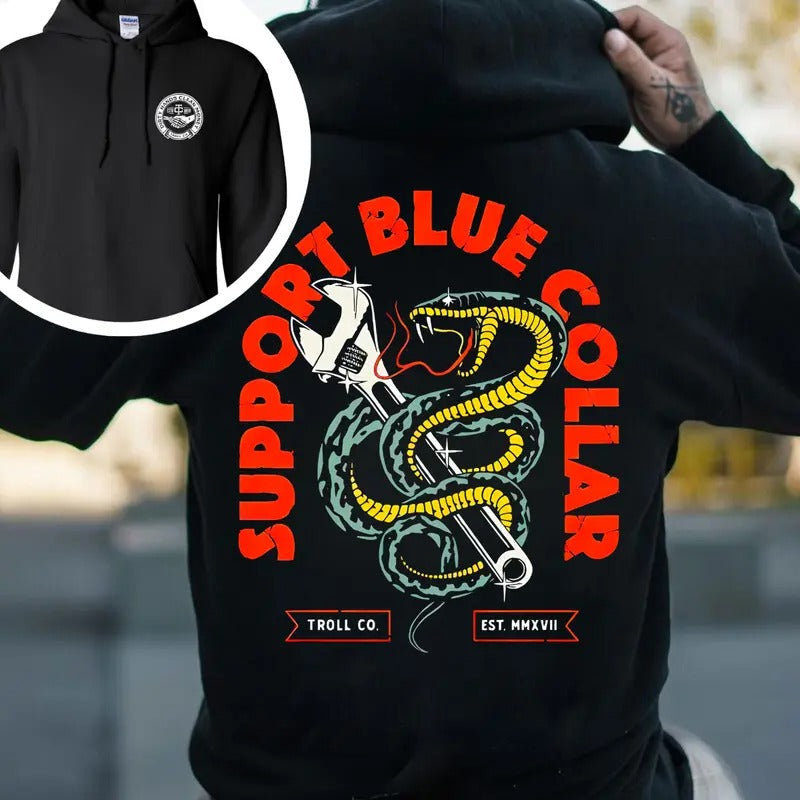 Support Blue Colar Troll Co T-shirt - Crewneck Sweatshirt