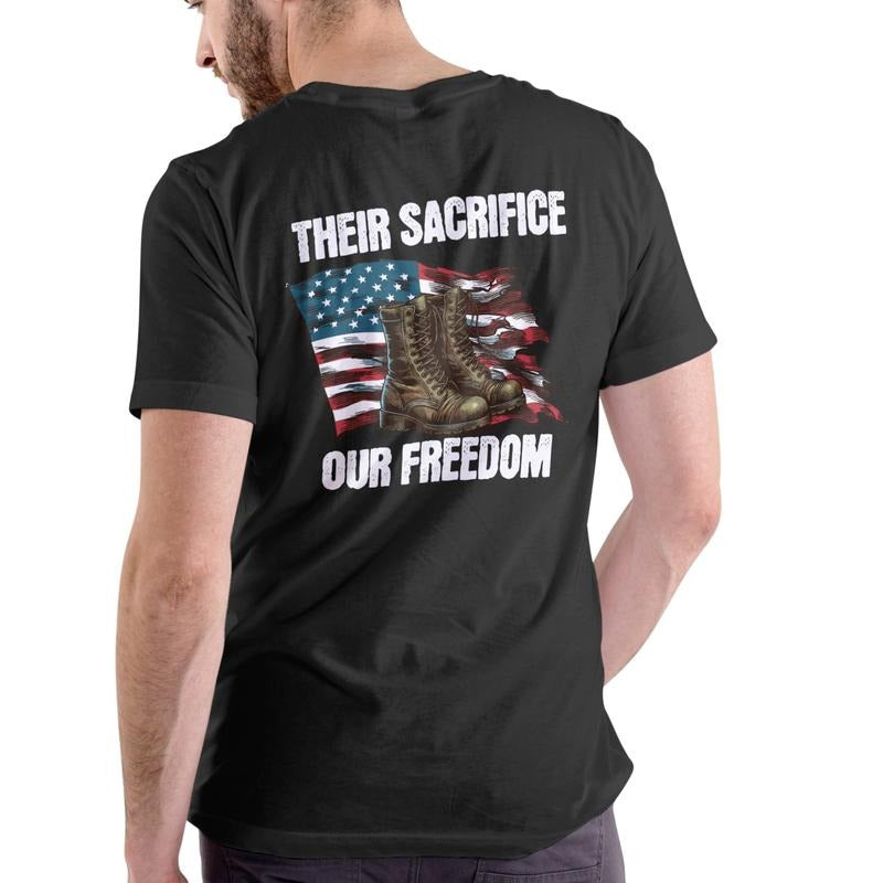 THEIR SACRIFICE OUR FREEDOM T Shirt, Patriotic, Unisex, Cotton Hoodie, Sweatshirt | RetroVerseTees.com