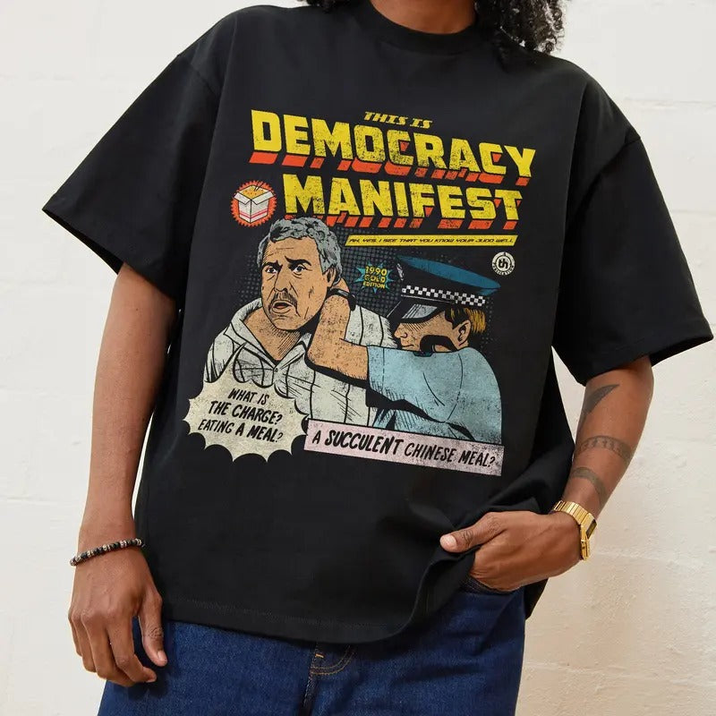 THIS IS DEMOCRACY MANIFEST OVERSIZED TEE, Men Summer Fashion Cotton, Oversized Cotton Menswear, S to 3XL Soft Top Hoodie,...