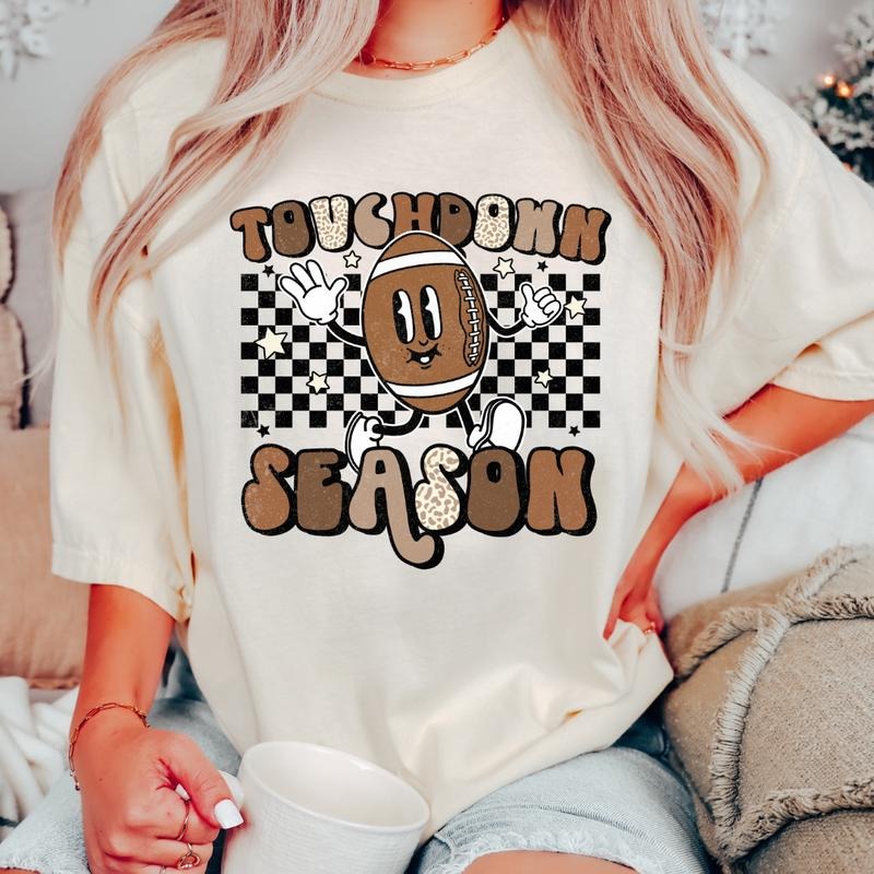 TOUCHDOWN SEASON SHIRT (COMFORT COLORS T-SHIRT, CAUSAL SHIRT UNISEX, FALL CLOTHING, GRAPHIC APPAREL) Cotton Fabric...