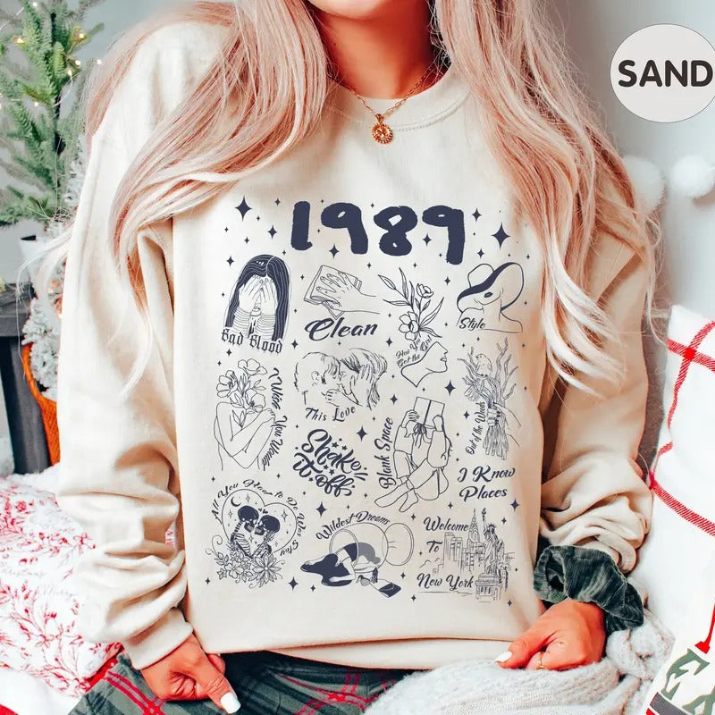 TS 1989 Sweatshirt, Swift Sweatshirt, Shirt For Fan, Gift For Her, Song Lyrics Tee Hoodie | RetroVerseTees.com