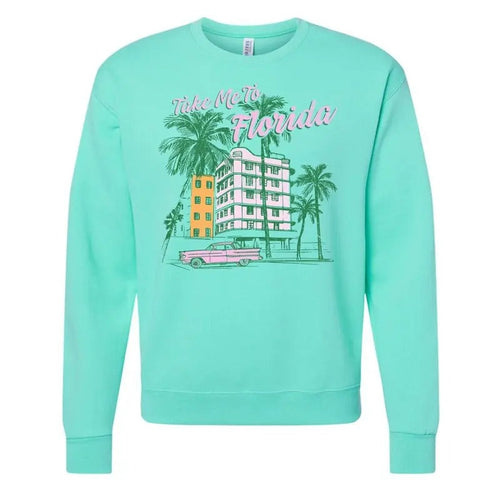 'Take Me To Florida' Retro Crewneck Sweatshirt T-Shirts, Hoodie | RetroVerseTees.com