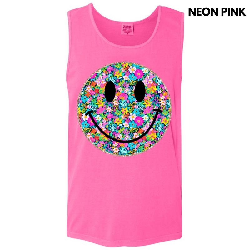 Tank Top - Ditzy Floral Happy Face Comfort Colors Tank Top 'NLB' T-Shirts, Hoodie, Sweatshirt | RetroVerseTees.com