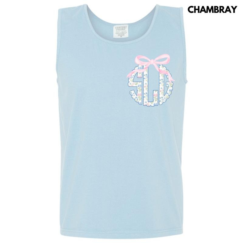 Tank Top -Pocket Size - Grandmillennial Floral Monogram Comfort Colors Tank Top 'NLB' T-Shirts, Hoodie, Sweatshirt