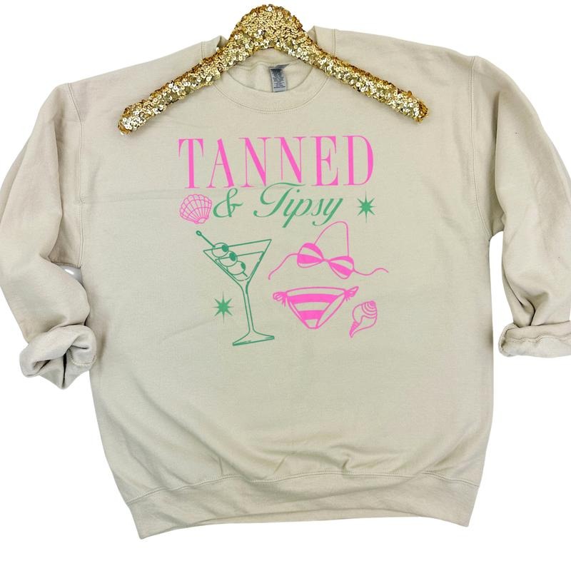 Tanned & Tipsy Sweatshirt T-Shirts, Hoodie | RetroVerseTees.com