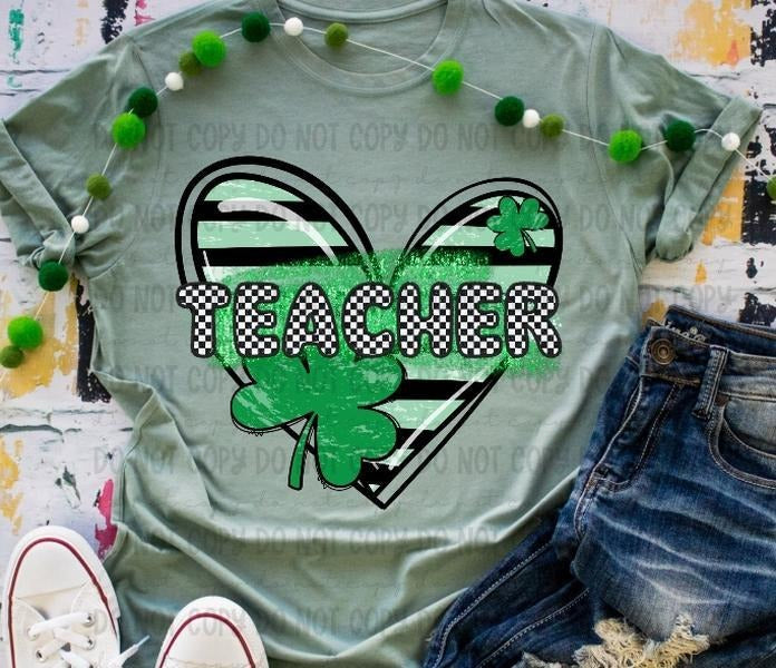 Teacher Clover Heart DTF Transfers - THIS IS NOT A SHIRT Hoodie, Sweatshirt | RetroVerseTees.com