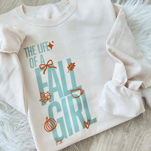 'The Life Of A Fall Girl' Glitter Sweatshirt T-Shirts, Hoodie | RetroVerseTees.com