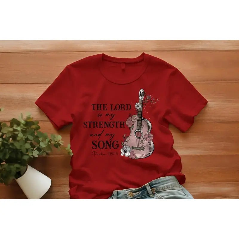 The Lord Is My Strength And My Song Christian Women's T-Shirt Casual Crewneck Hoodie, Sweatshirt | RetroVerseTees.com