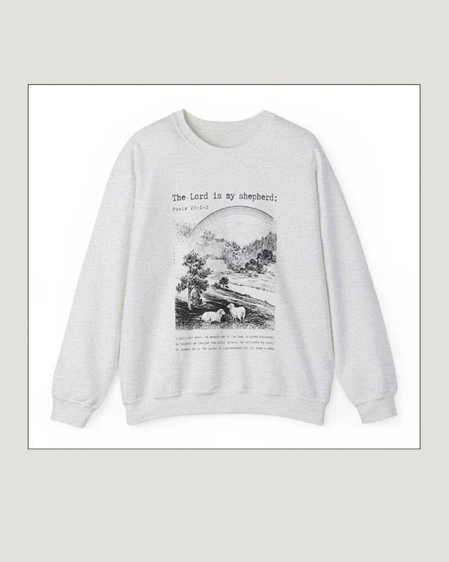 The Lord is My Shepherd Bible Verse Crewneck Psalm 23 Worship Sweatshirt Vintage Sheep Christian Sweaters Catholic Faith...