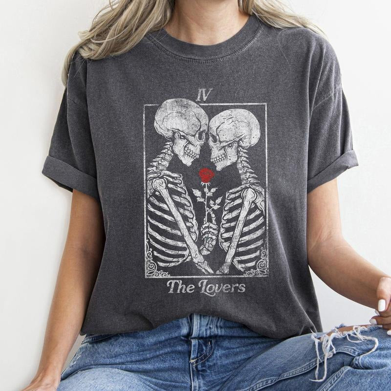 The Lovers Tarot, Skeletons, Mystical, Magic, Comfort Colors Tshirt, Valentine's Day, Valentine's Day Comfort Colors...