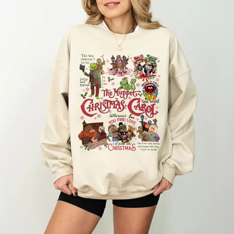 The Muppet Christmas Carol Sweatshirt, Vintage Merry Christmas Shirt, Cartoon Movies T-shirt, Character Movie Sweater,...