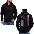 Thin Red Line Flag Vertical Brushed Design US Firefighter Hoodie Sweatshirt Cotton Fabric T-Shirts | RetroVerseTees.com