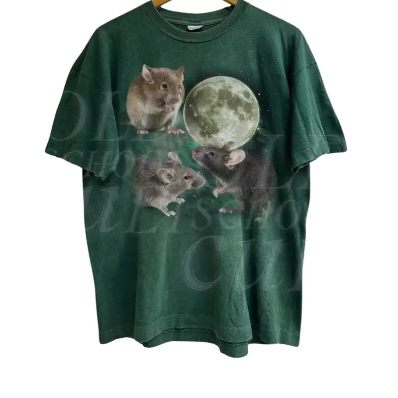 Three Mouse Moon Vintage Graphic T-shirts, Retro Mouse Lovers Tshirt, Rat Shirts, Cute Mouse Tee, Funny Mouse Gifts...
