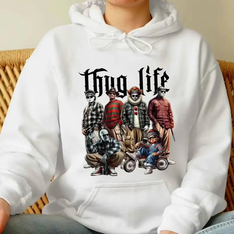Thug Life Horror Movie Shirt, Michael Myers Shirt, Jason Voorhees Shirt, Freddy Krueger Shirt, Ghost Face Shirt, Vintage...