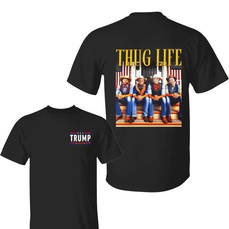 Thug Life Trum Shirt, Trum 2024 Shirt, Unisex Classic Cotton Tee with 2 side Graphic Print in All Sizes, For Men, For...