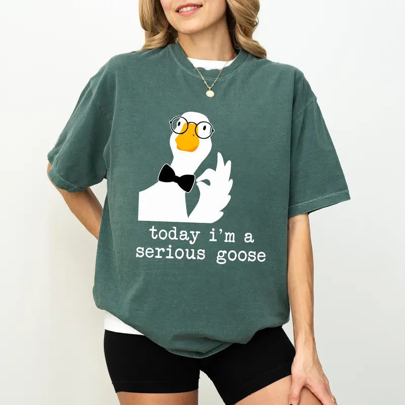 Today I'm a Serious Goose Comfort Colors Shirt, Funny Serious Goose Graphic Tee, Meme Silliest Goose Unisex T-shirt,...