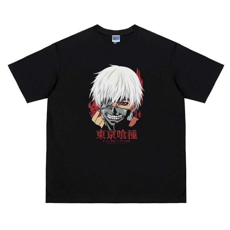 Tokyo Ghoul "Kaneki" Vintage Oversized Tee Anime T-shirt 100% Cotton Original Design Men's Top for Fans Menswear Tshirt...
