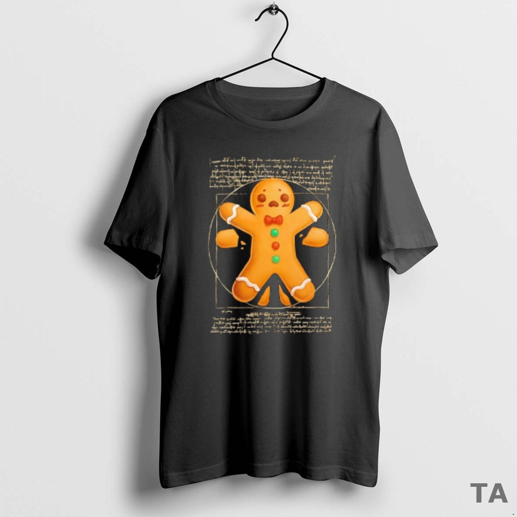 Top Vitruvian Gingerbread Man In Circle T Shirt Sweater Hoodie, Sweatshirt | RetroVerseTees.com
