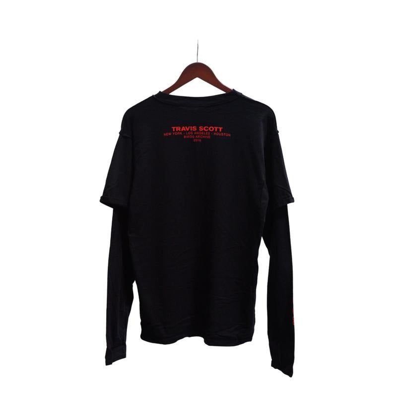 Travis Scott TS Birds The Ends Long Sleeve Tee Black (TSCJ-LS010) Mens Size S-XL Hoodie, Sweatshirt | RetroVerseTees.com