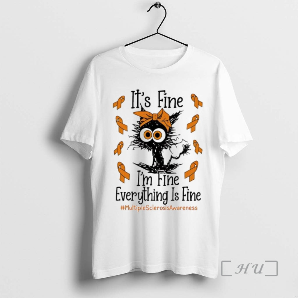 Trending Black Cat Its Fine Im Fine Multiple Sclerosis Logo T-Shirts, Hoodie, Sweatshirt | RetroVerseTees.com