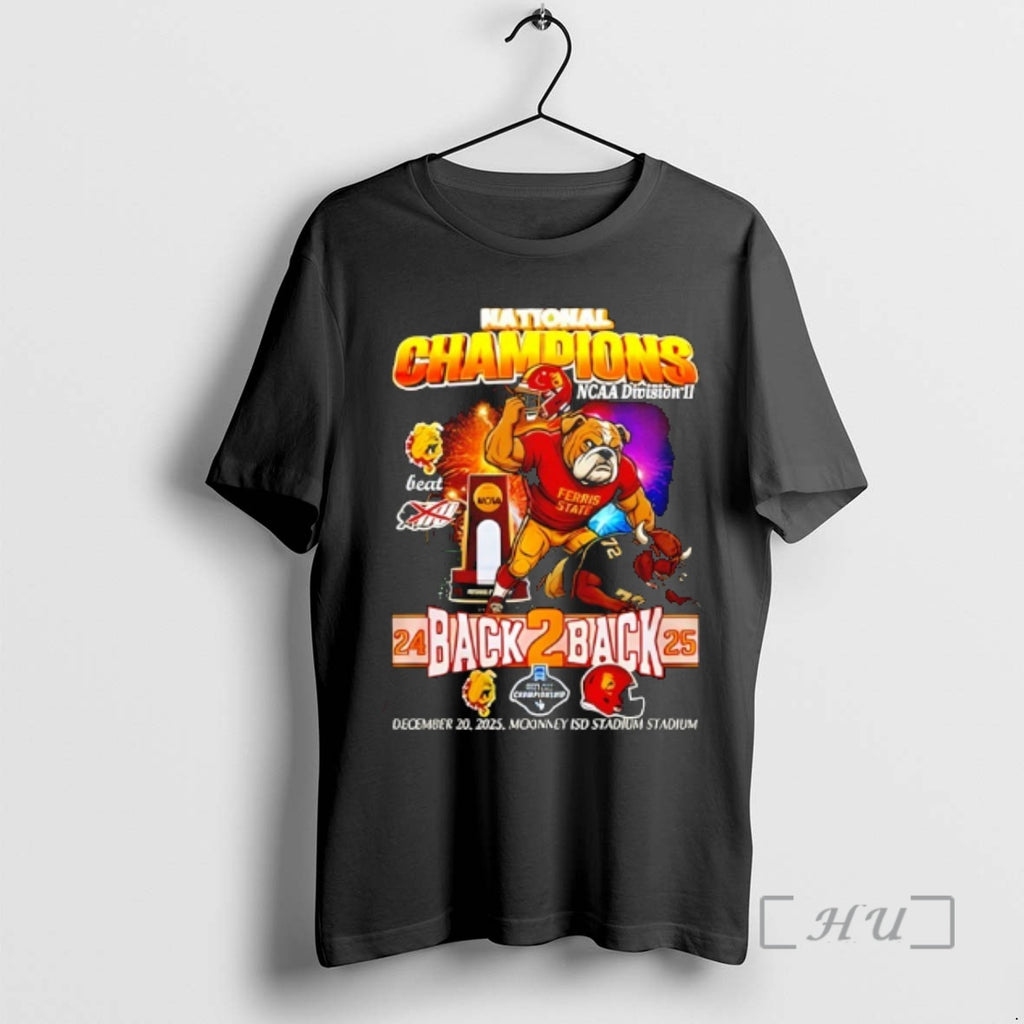 Trending Ferris State Back To Back National Champions 2025 Mascot T-Shirts, Hoodie, Sweatshirt | RetroVerseTees.com