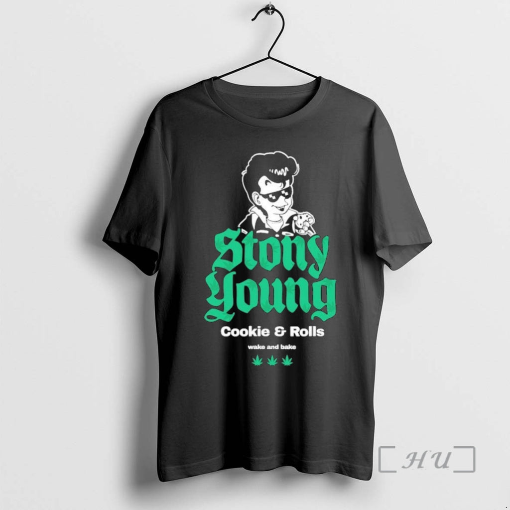 Trending Wake And Bake Stony Young Cookie And Rolls T-Shirts, Hoodie, Sweatshirt | RetroVerseTees.com