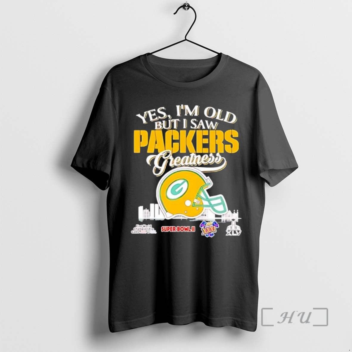Trending Yes Im Old But I Saw Green Bay Packers Helmet Greatness Black Premium T-Shirts, Hoodie, Sweatshirt