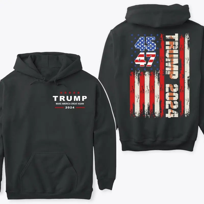 Trump 45 47 Hoodie - Sweatshirt - T-shirt, Trump Vance 2024, Support Trump Gift, Unisex Hoodie in all Sizes all Colors...