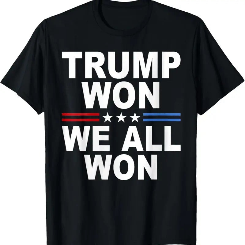 Trump Won - We All Won 2024 USA Flag Trump Won T-Shirt Hoodie, Sweatshirt | RetroVerseTees.com