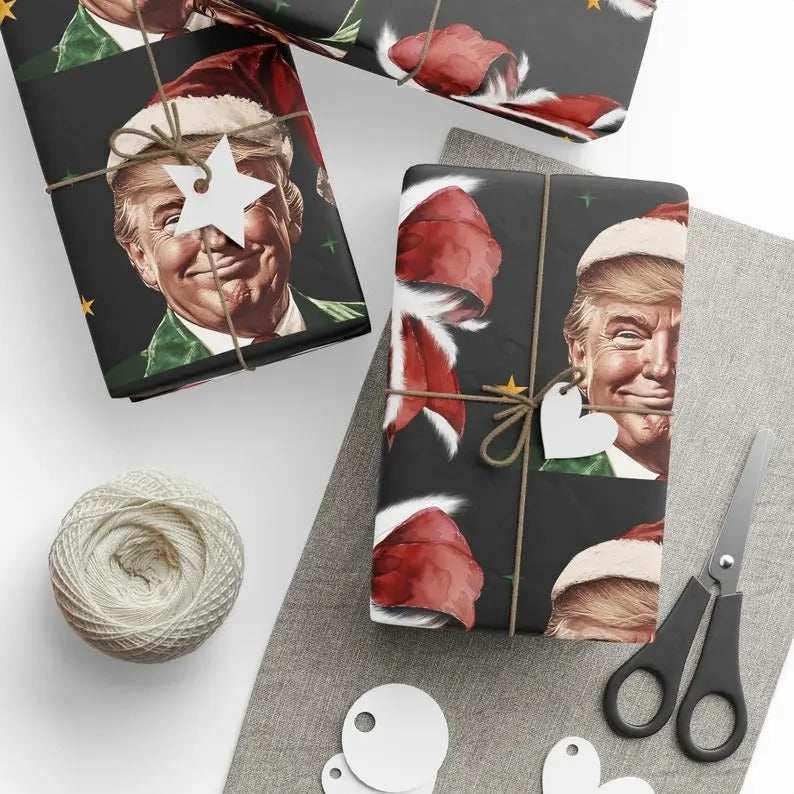 Trump theme wrapping paper, Christmas Wrapping Paper, President wrapping papper, Holiday Gift Wrap, Merry Christmas...