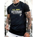 US Army Veteran Letter Print for Men Women Couple Fashion T-Shirt, Street Short Sleeve Cotton T-Shirt, Comfort-Fit Crew...