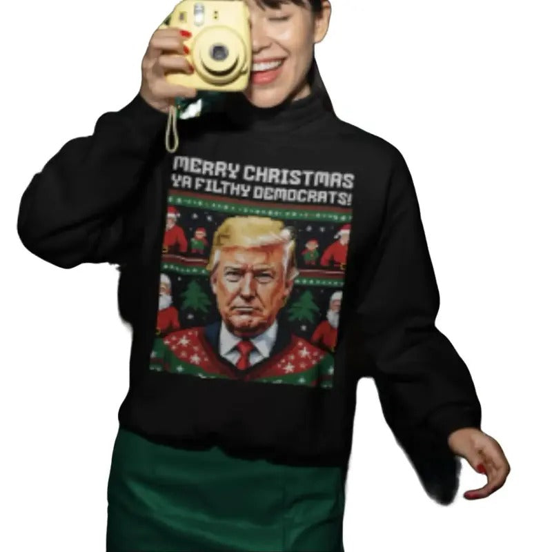 Ugly Christmas Sweater Trump Christmas,Funny Christmas Sweatshirt Ugly Election 2024 Sweatshirt T-Shirts, Hoodie