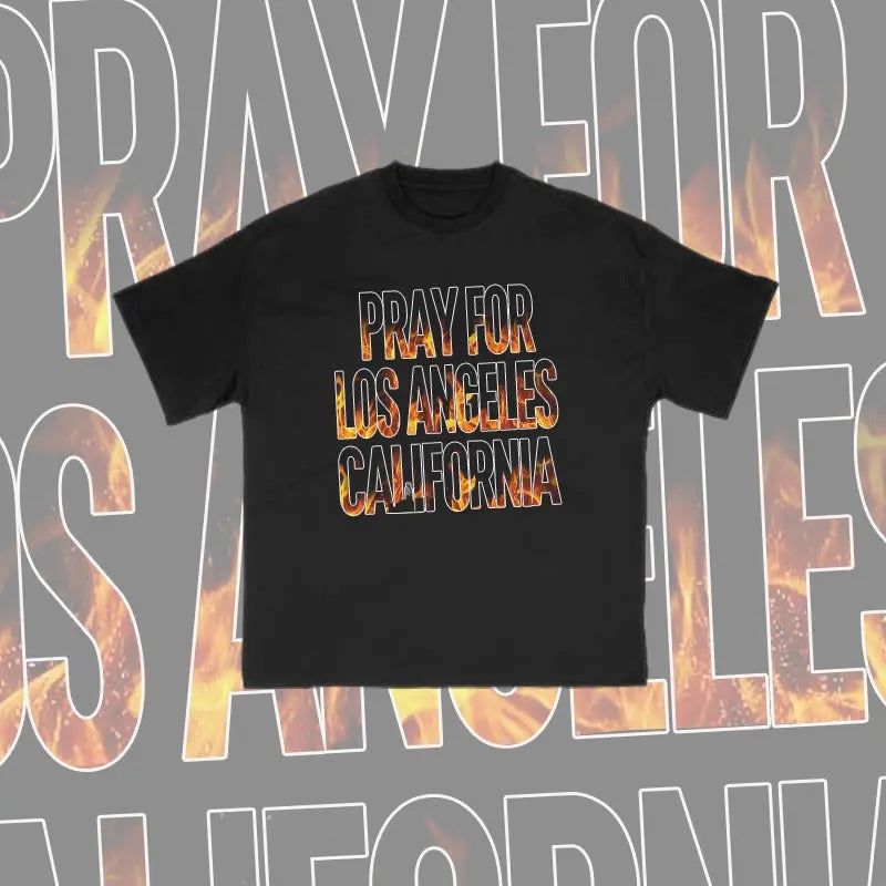 Unisex 100% Cotton Pray For Los Angeles California Print T-shirt vintage  tees cowboys  outfits  men Crewneck Menswear...