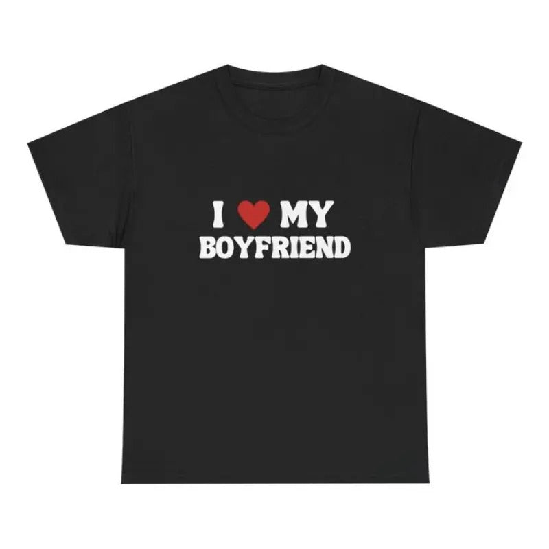 Valentine's Day Men's Regular Fit "I Love My BF" Print Crew Neck Short Sleeve T-shirt, Graphic Tees for Men, T Shirts for...