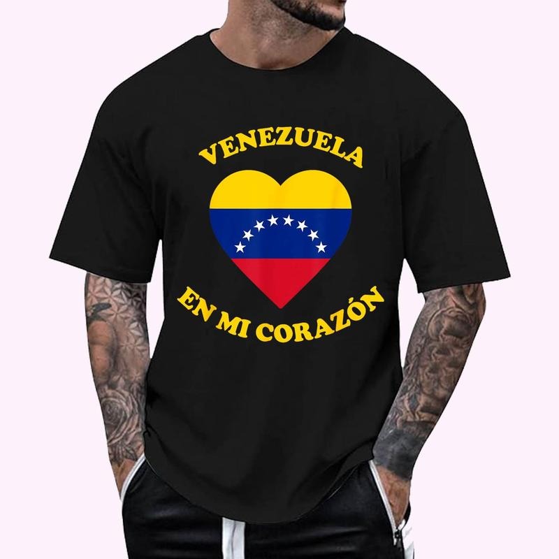 Venezuela en mi Corazón Latin Heart T-Shirt , Unisex Cotton 100%, Top Menswear Hoodie, Sweatshirt | RetroVerseTees.com