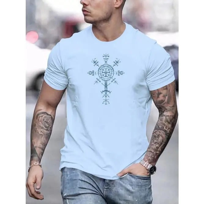 Vibrant Geometric Tee - Soft 100% Cotton, Comfortable Casual Short Sleeve, Summer Essential, Round Creative Design Print,...