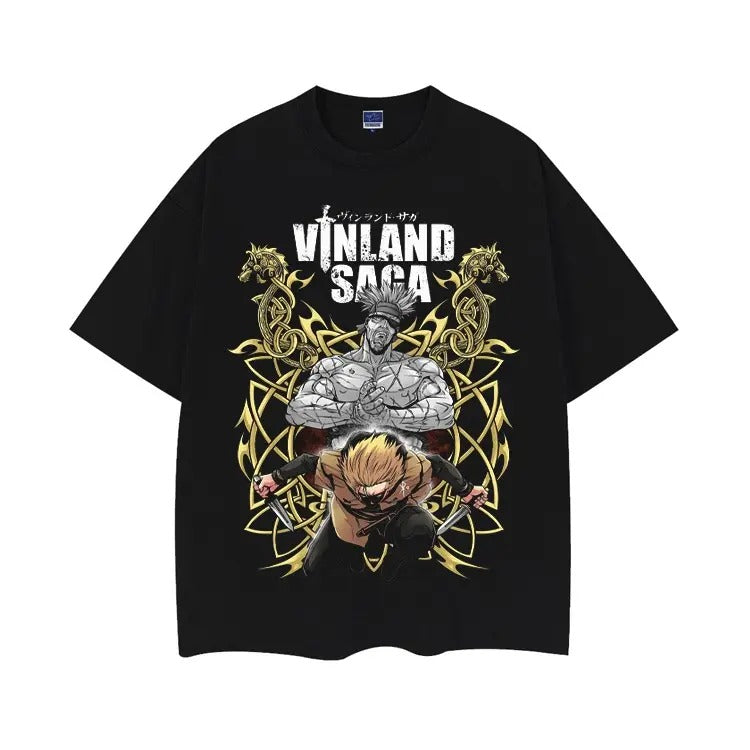 Vinland Saga Battle Stance Vintage Oversized Tee 100% Cotton Original Design Men's Baggy Compression Anime Clothing...