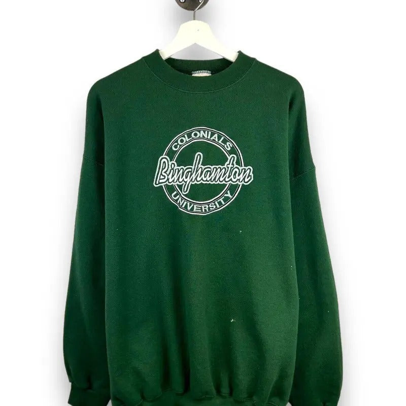 Vintage 90s Binghamton Colonials Embroidered Spell Out NCAA Sweatshirt Size XL T-Shirts, Hoodie | RetroVerseTees.com