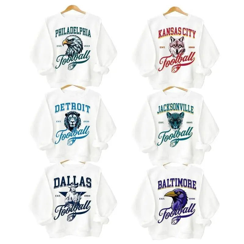 Vintage All Team Football Sweatshirt, Retro Mascot Football Fan Crewneck Sweater T-Shirts, Hoodie | RetroVerseTees.com