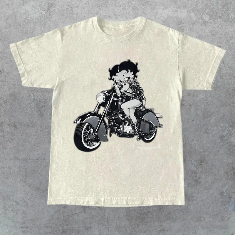 Vintage Betty Boop Betty Motocycle Club 1994 American Cartoons Series T-Shirt, Gift for Her, Gift for Him, Gift for...