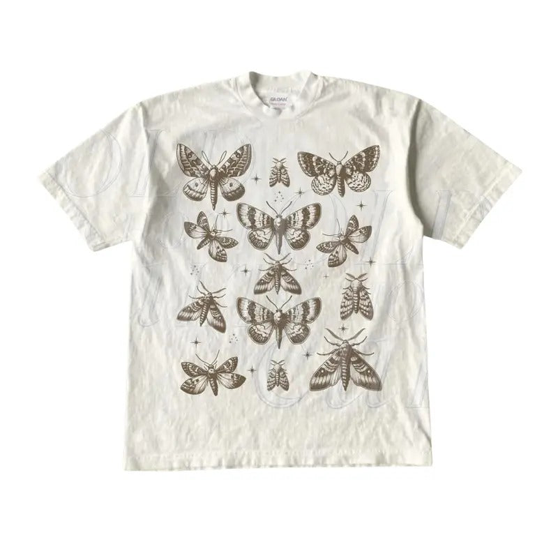 Vintage Butterfly and Moth T-Shirt - Cottagecore Aesthetic Retro Shirt, Cute Butterfly Lover Shirt - Cottage Core Y2k Shirt
