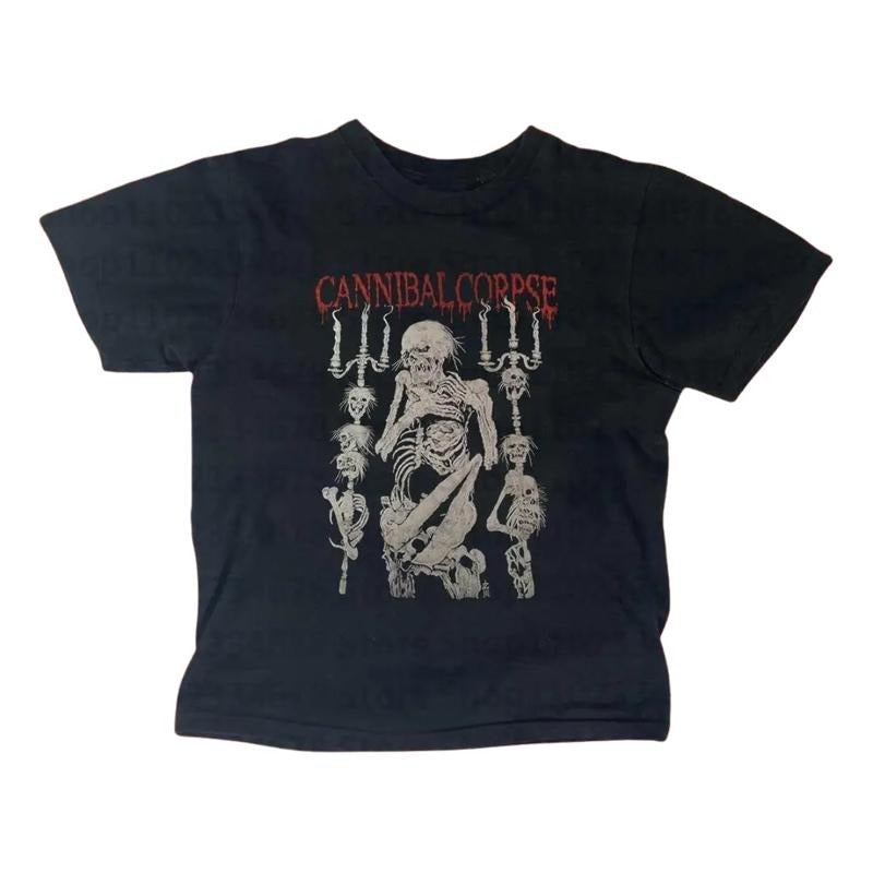 Vintage Cannibal Corpse Baby Tee, Gothic Emo Girl Tops, Y2k Top Women Streetwear, Women Fitted T-Shirt, Grunge 2000s,...