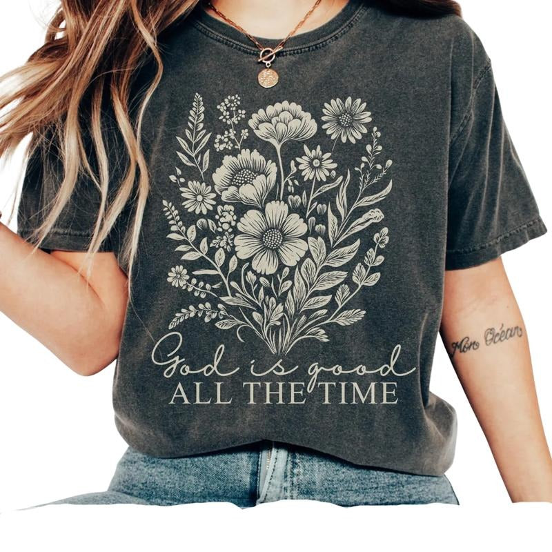 Vintage Christian God is good all the time T-shirt, Boho Christian T-Shirt For Women, Easter Bible Verse, Christian...