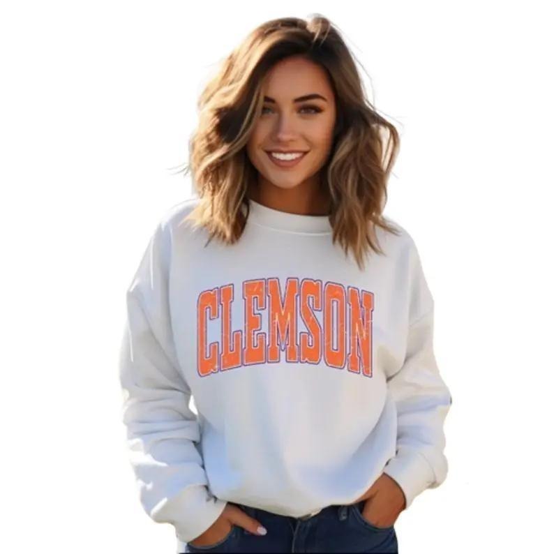 Vintage Clemson University Unisex Minimalist Tshirt, Cotton sweatshirt, hoodie for fan Fabric Womenswear | RetroVerseTees.com