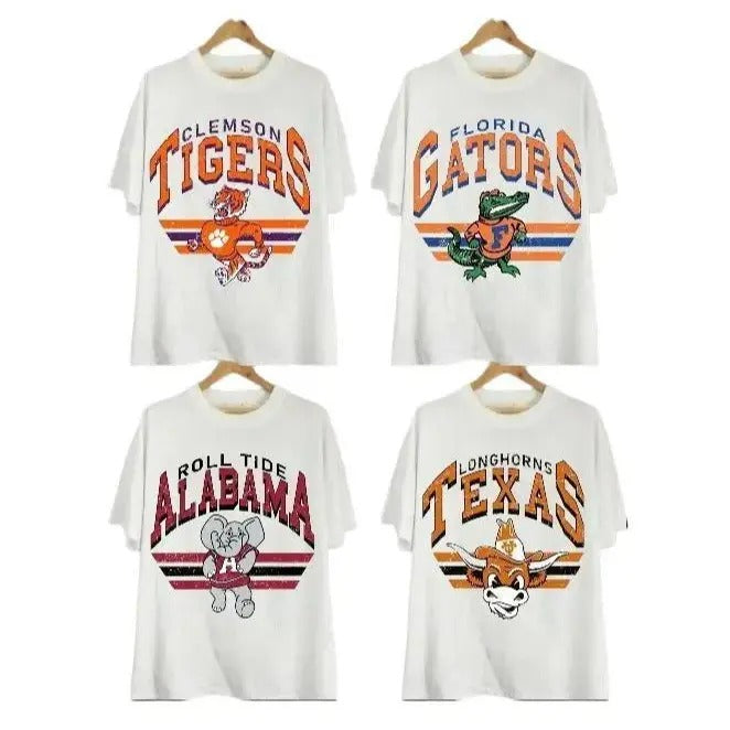 Vintage College NCAA Unisex White T-shirt, Vintage T-shirt All Teams NCAA, Classic Sport T-shirt, Gifts For Sport. Cotton...