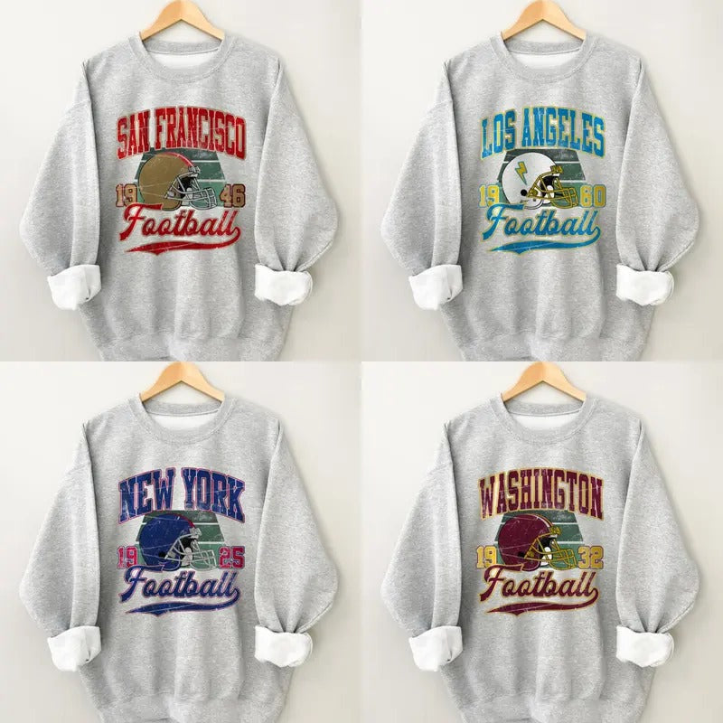 Vintage Football Team Sweatshirt - Classic Design Sport Grey for All Fans T-Shirts, Hoodie | RetroVerseTees.com